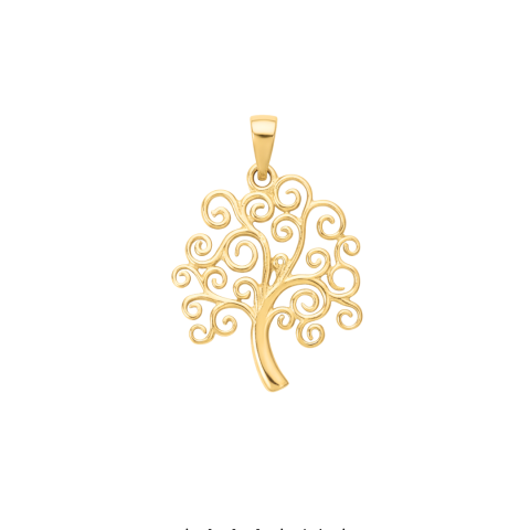 Dije Árbol de la Vida Ondeado en Oro Amarillo 18K