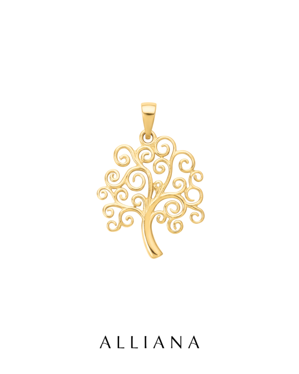 Dije Árbol de la Vida Ondeado en Oro Amarillo 18K