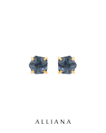 Aretes Zafiro Rustico en Oro Amarillo 18K