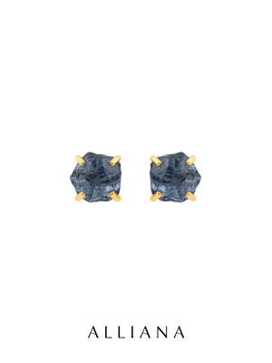 Aretes Zafiro Rustico en Oro Amarillo 18K