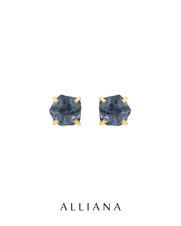 Aretes Zafiro Rustico en Oro Amarillo 18K