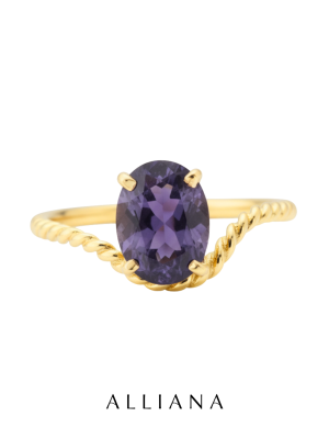 Anillo Cianita Entorchado en Oro Amarillo 18K