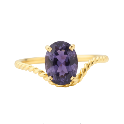 Anillo Cianita Entorchado en Oro Amarillo 18K