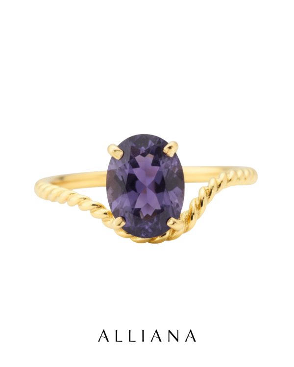 Anillo Cianita Entorchado en Oro Amarillo 18K