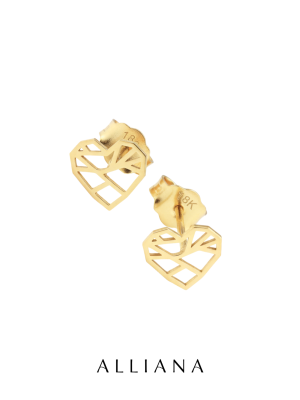 Aretes Corazón Mándala en Oro Amarillo 18K