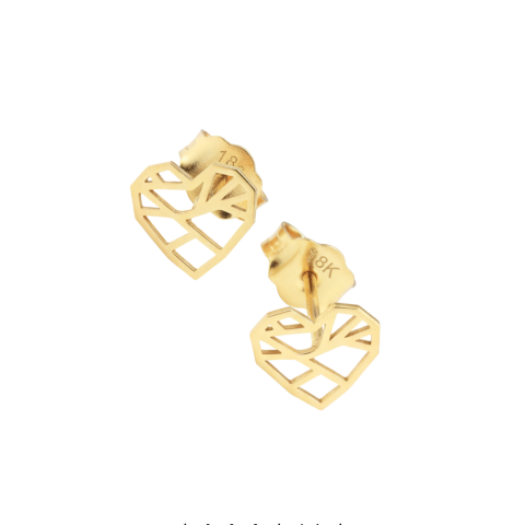 Aretes Corazón Mándala en Oro Amarillo 18K