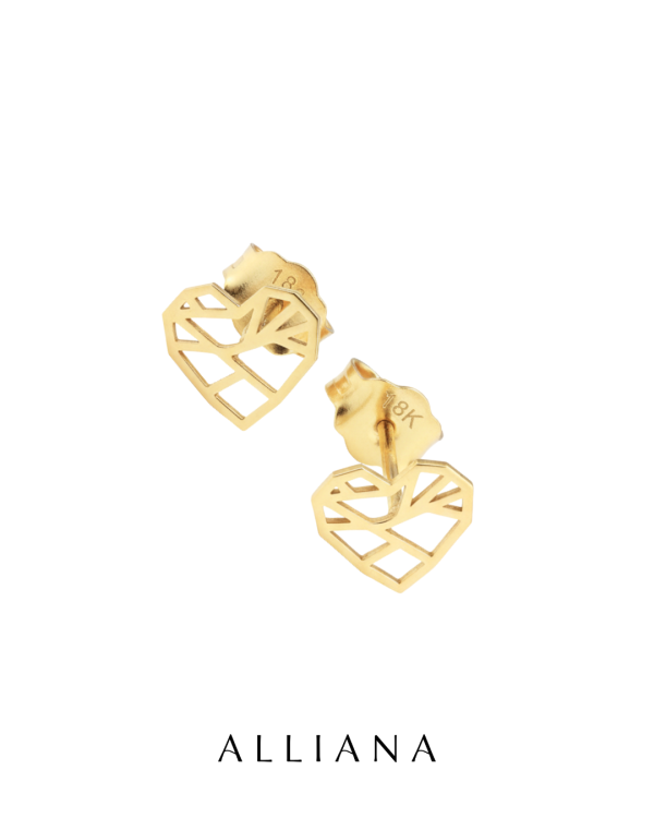 Aretes Corazón Mándala en Oro Amarillo 18K