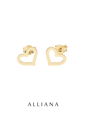 Aretes Corazón Calados en Oro Amarillo 18K