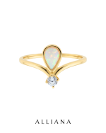 Anillo Victoria en Oro Amarillo 18K con Opalo Etiope y Moissanite