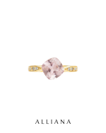 Anillo Cuarzo Rosa en Oro Amarillo 18K