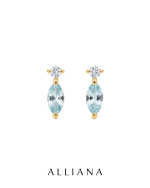 Aretes Uri en Oro Amarillo 18K con Topacios Azules y Moissanites