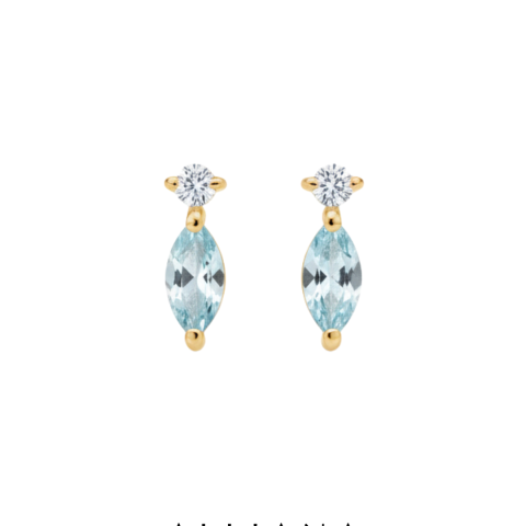 Aretes Uri en Oro Amarillo 18K con Topacios Azules y Moissanites