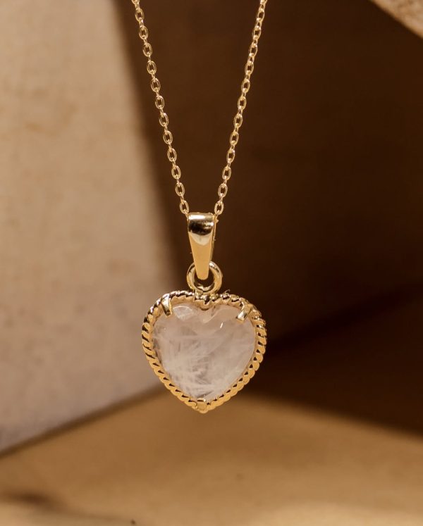 Dije Cuarzo Rosa Corazón en Oro 18K