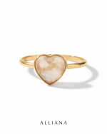 Anillo Cuarzo Rosa Corazón en Oro Amarillo 18K
