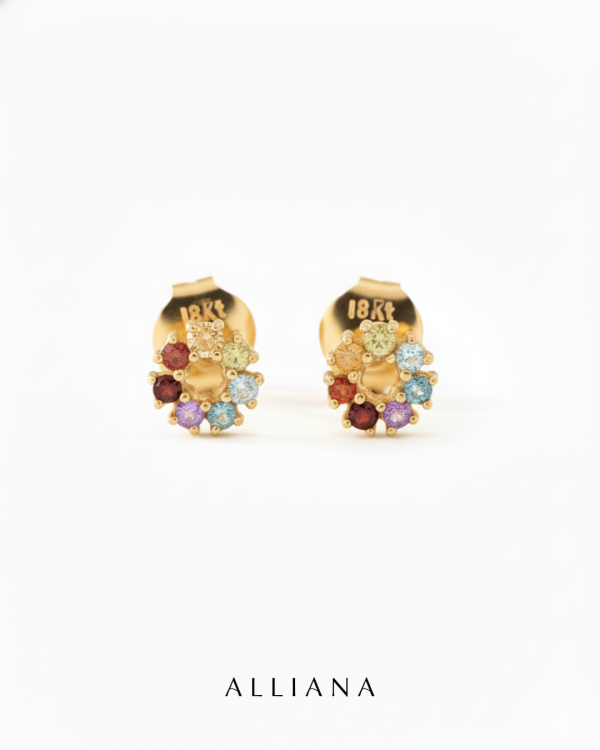 Aretes Arcoíris Kármico en Oro Amarillo 18k