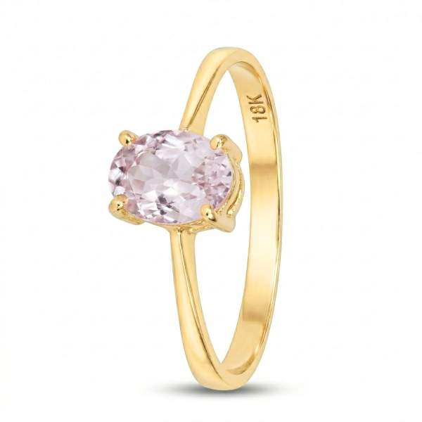 Anillo Bella en Oro Amarillo 18k con Morganita Natural