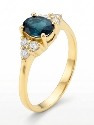 Anillo Indicolita con Diamantes en Oro Amarillo 18k