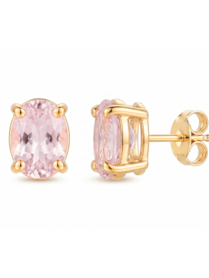 Aretes Bella en Oro Amarillo 18k con Morganita Natural