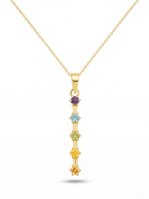 Dije Iris en Oro Amarillo 18k con Piedras Naturales