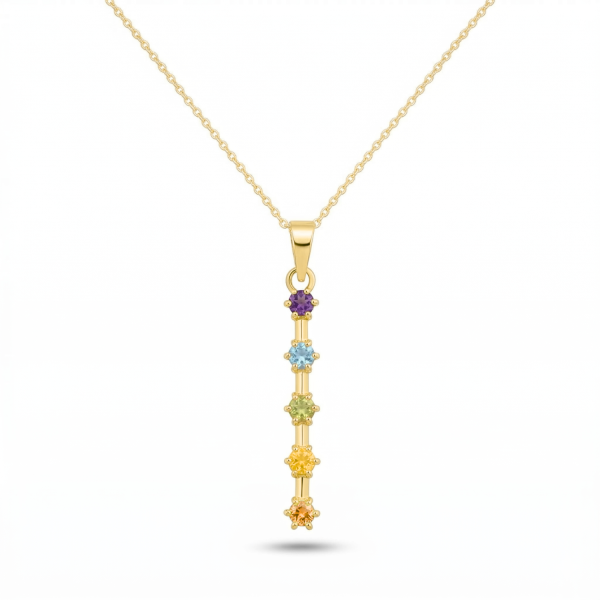 Dije Iris en Oro Amarillo 18k con Piedras Naturales